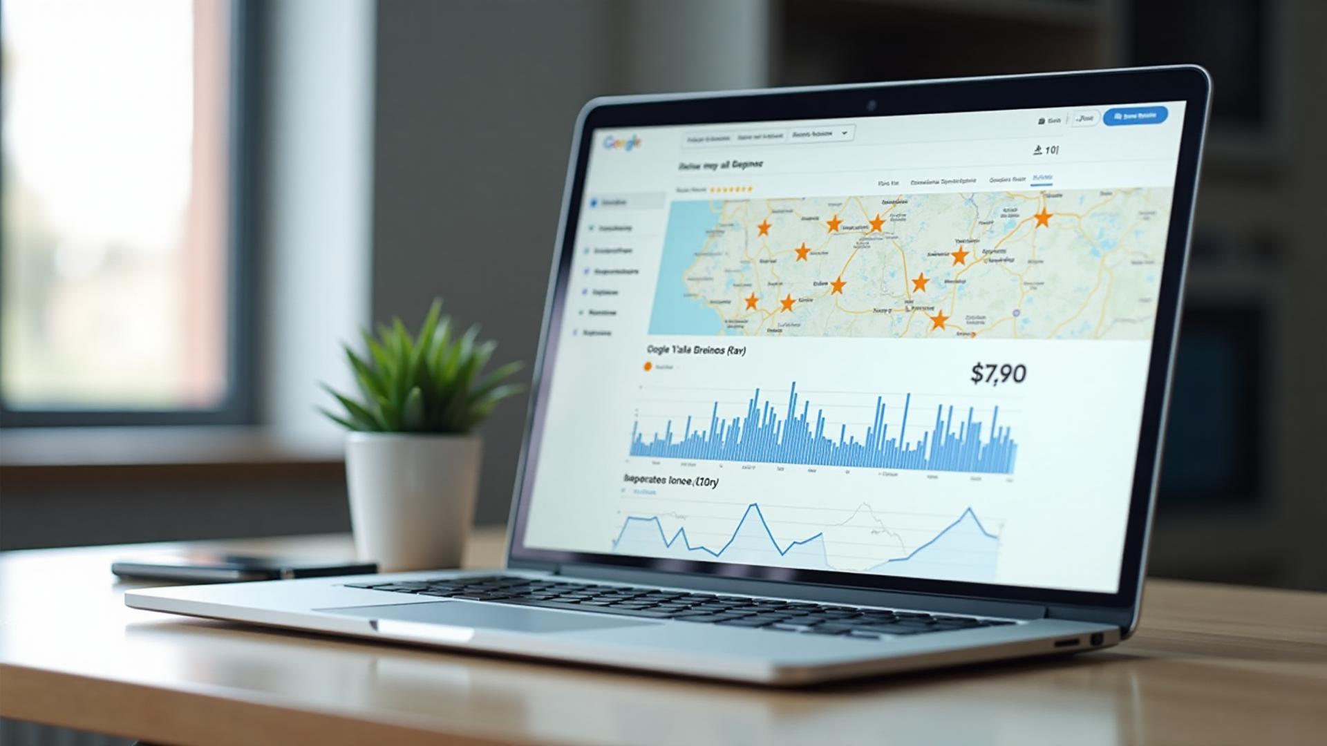 Dashboard showing Google Reviews analytics and business performance metrics
